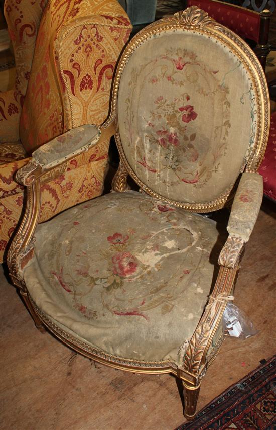 Victorian giltwood elbow chair